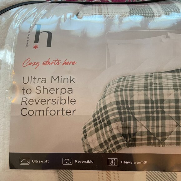 JCPenney DISCONTINUED VINTAGE Cozy Ultra Mink Sherpa Reversible KING Comforter - Picture 4 of 10